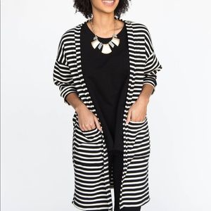 Forever Cardi- Black/Ivory Jersey Stripe